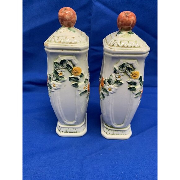 Vtg Lefton Salt Pepper Shakers Fruit Floral (Z4) Ceramic 105 - Picture 4 of 9